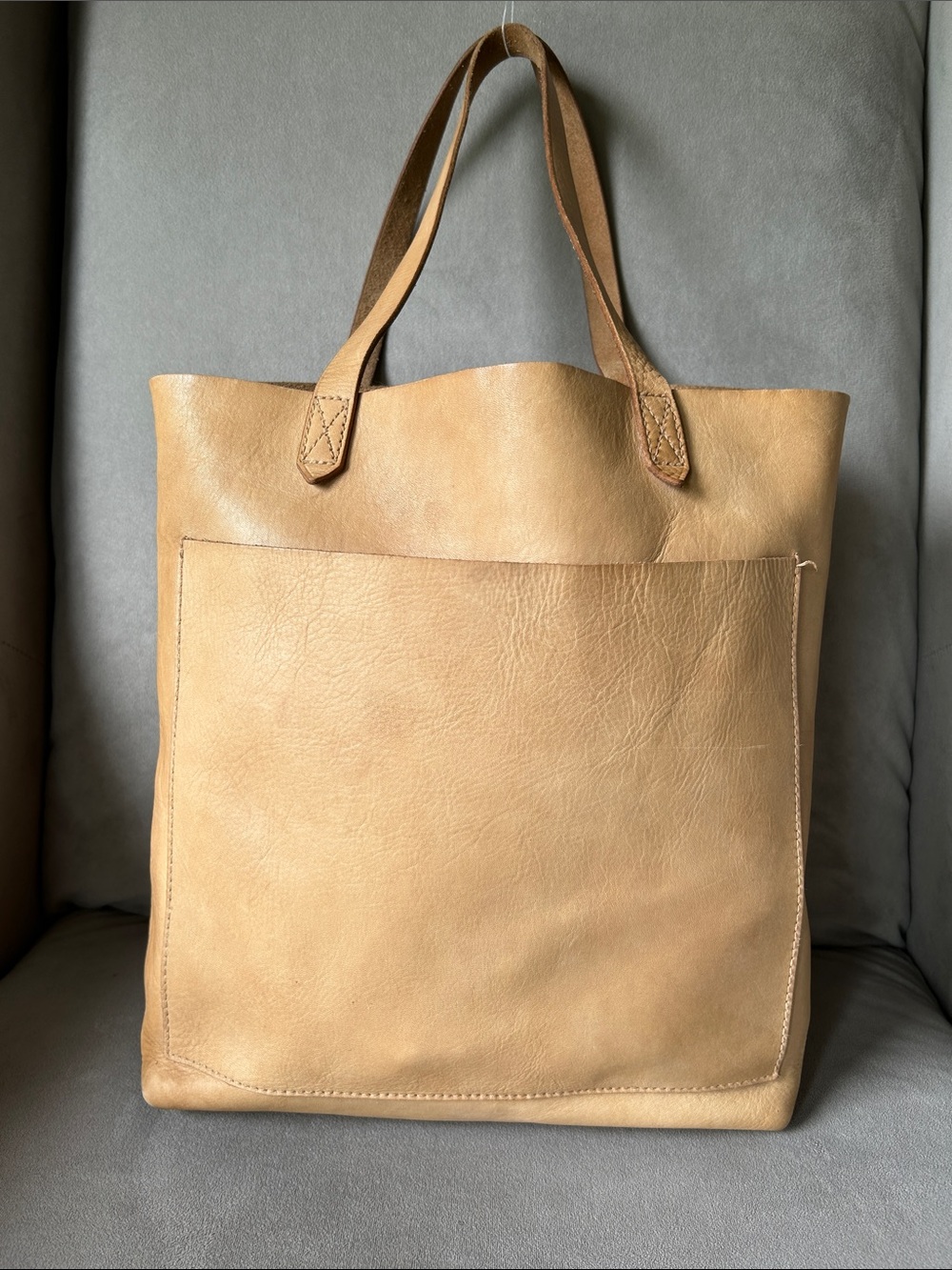 Madewell Medium Leather Transport Tote Bag Tan Natural